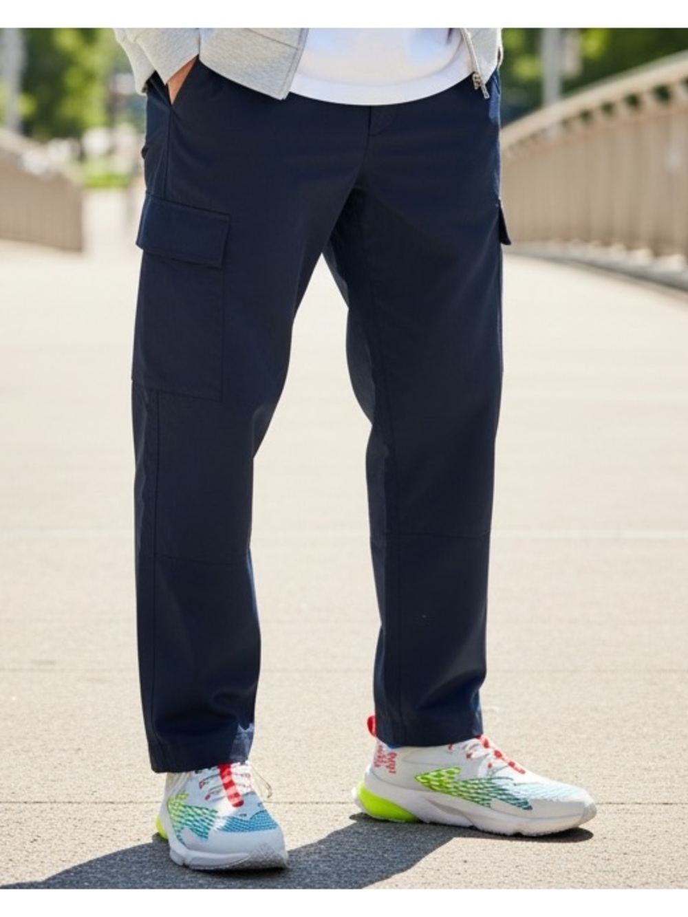 Under Armour White Sneakers with Blue, Neon Yellow and Red Accents